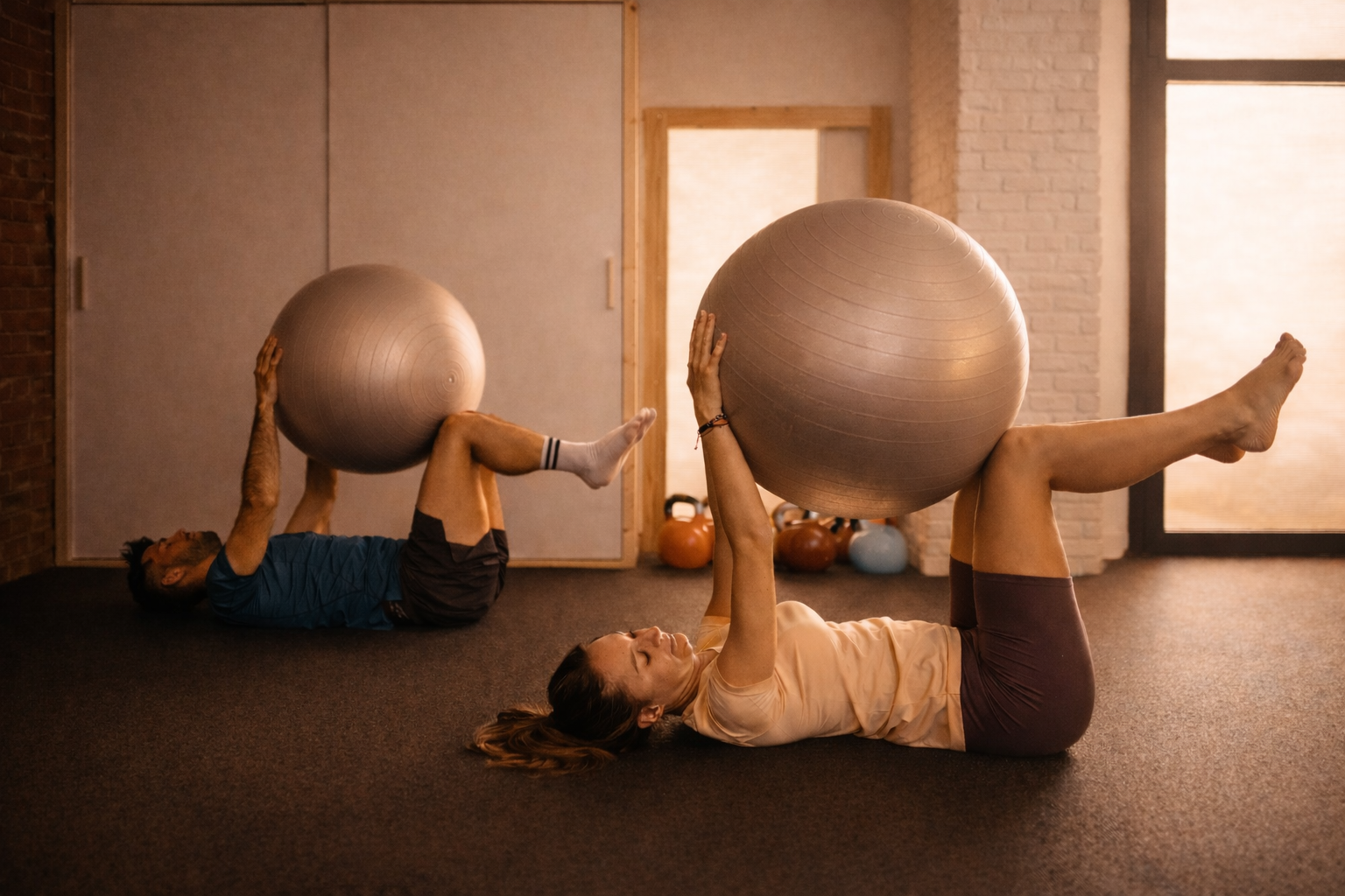 exercise ball dead bugs